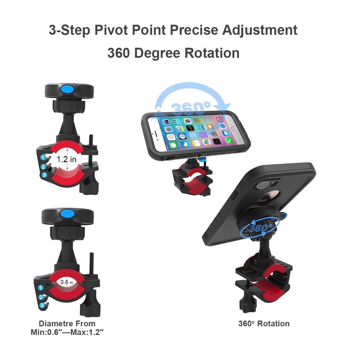 Bike Phone Mount,FOISON Phone Holder for Handlebar with Magnet and Buckle Lock 360 Degree Rotation