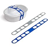 Lid Latch the reusable universal lid securing strap for crockpots, casserole dishes, pots, pans and more. Make it easy to transport your favorite dishes with one simple strap. (Polybag Blue/Grey)