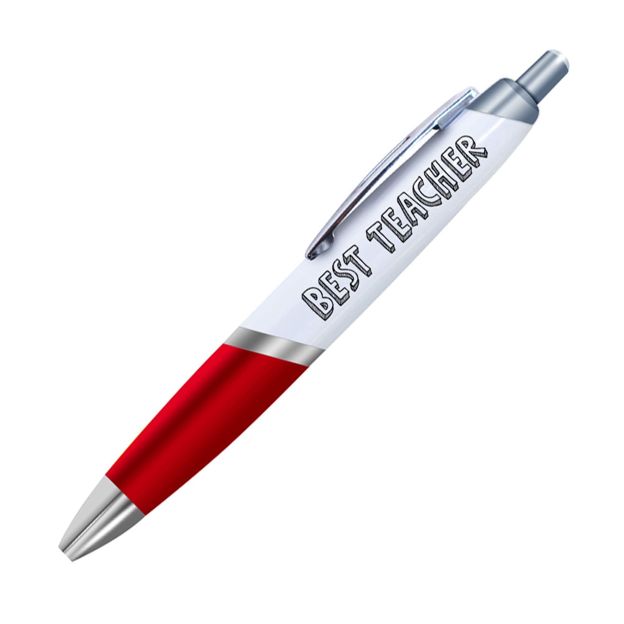 1 x Best Teacher Pen - School Nursery University Student Christmas Graduation Red #UV0001