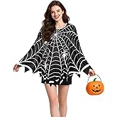 BOARDFEB Halloween Spider Web Poncho, Spider Web Costume Dress Poncho for Adults Halloween Cosplay Party Favor Festival Costume Accessory