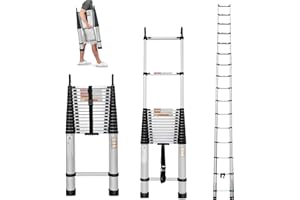 Jupitor Telescoping Ladder 20FT Aluminum Extension with Roof Hooks, 2.8Inch Detachable Hooks Prefect for Home Or Outdoor Rooftop, Collapsible Attic Rv 330lb Capacity