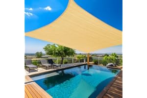 Amagenix Shade Sail 6'X10' Sand Shade Sail Canopy, Curved Outdoor Patio Sun Shade, Breathable Fabric with 95% UV Block for Garden Backyard