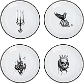 Bicuzat Halloween Pattern Ceramic Seasoning Dishes Sauce Dish Sushi Dipping Bowl Appetizer Plates Tea Bag Holder Serving Dish for Kitchen, Decoration for Halloween, 5 Inch, 4 PCS Set