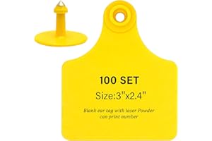 NAOEDEAH Livestock Ear Tags Big Blank Cow Tags Cattle Ear Tags Blank Ear Tag Plastic Livestock Animal Tag for Goat Farm Cows Ear Tag (Yellow)