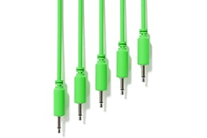 ExcelValley - 5-Pack - Mono Modular Patch Cables - TS 3.5mm 1/8" Eurorack Synthesizer [Green | 15 cm - 5.91"]