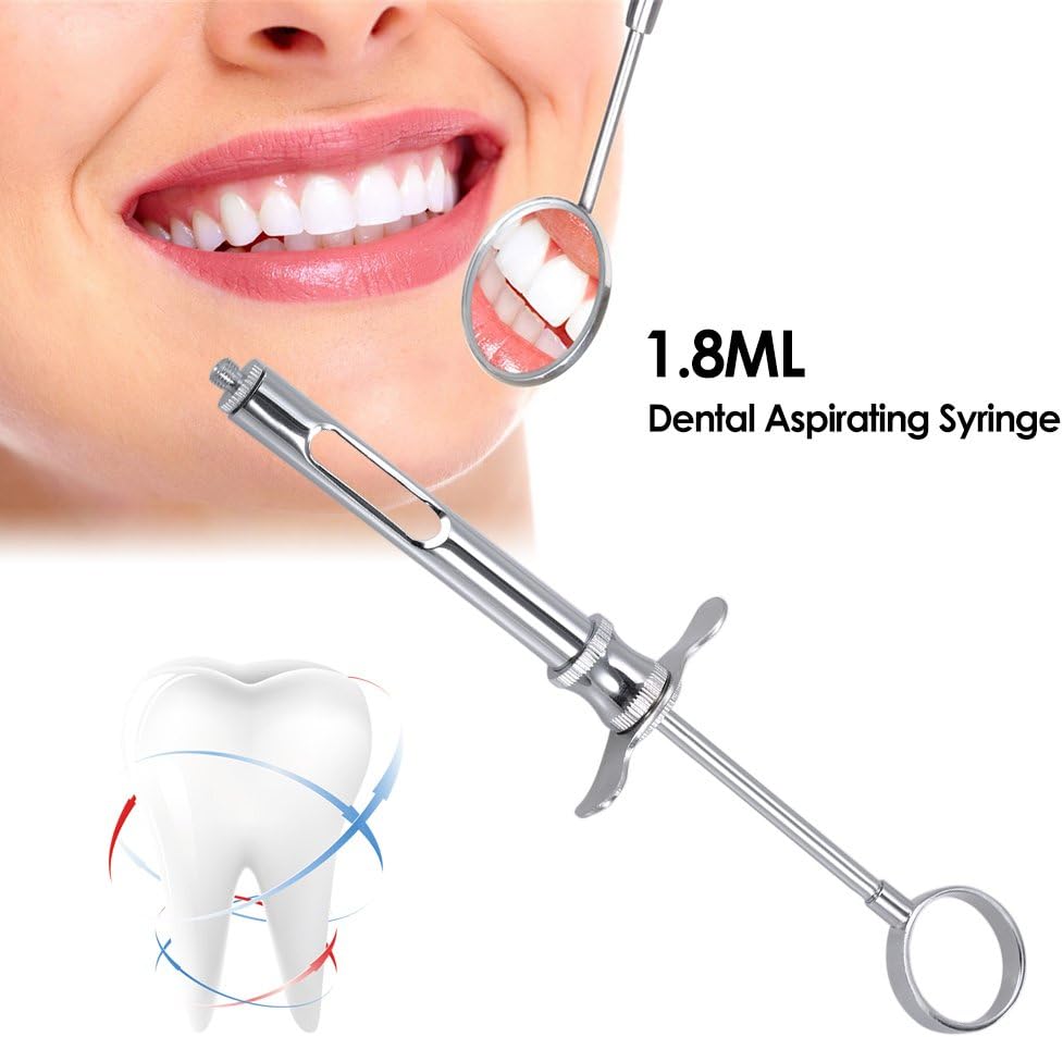 MXX 1.8ML Dental Aspirating Syringe Stainless Steel Dentistry Surgical Instrument with Head Dental Teeth Care Tool