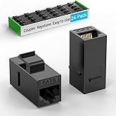 Sokqovt CAT6 RJ45 Keystone Coupler (24 Pack), Cat6 Keystone Jack Female to Female, Cat 6 Inline Keystone Jacks for Wall Plate &amp; Patch Panel, RJ45 Ethernet Coupler Black