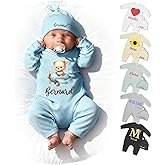 Custom Personalized Baby Newborn Coming Home Outfit with Name Bodysuit Hat for Boys Girls Romper Baby Clothes Gift