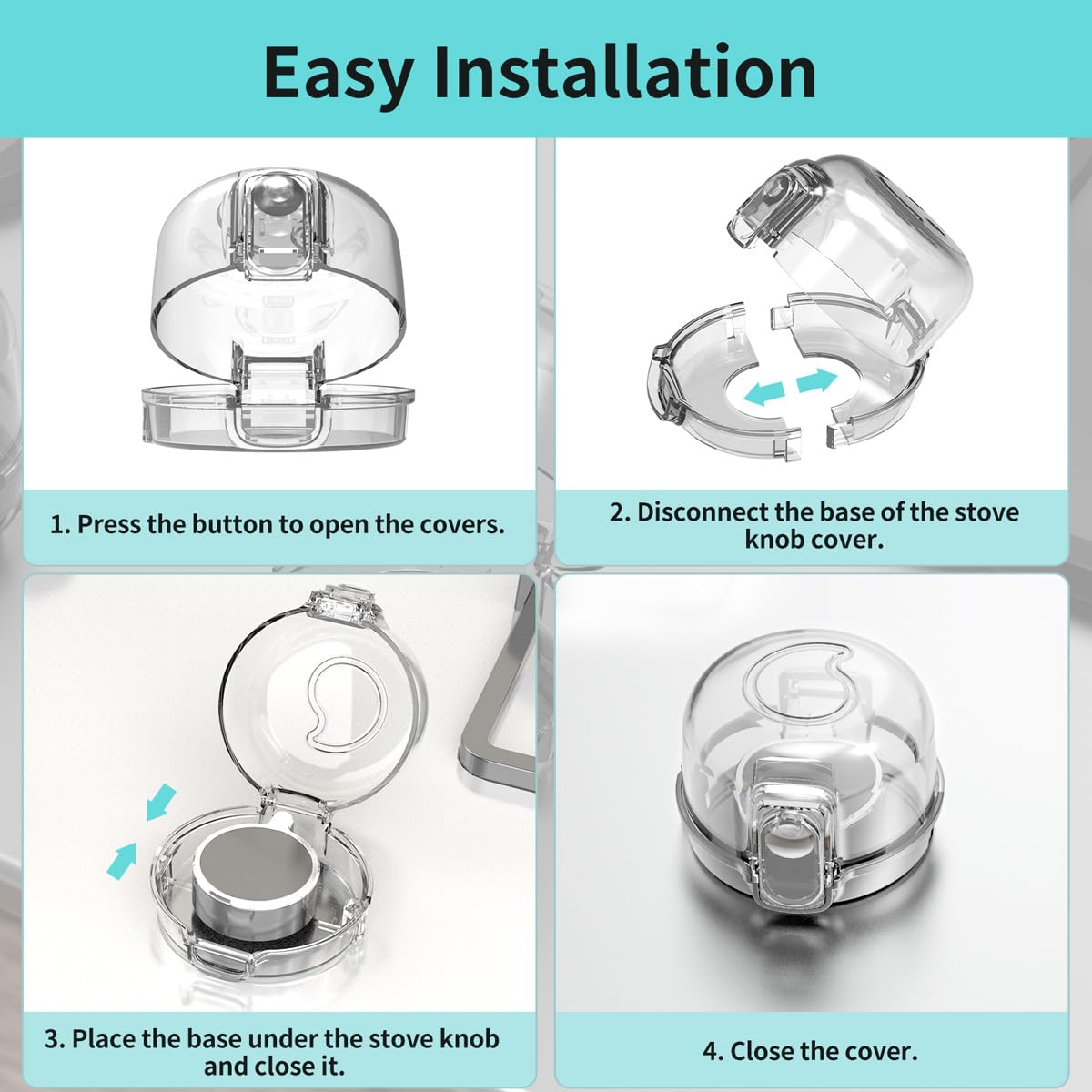 Stove knob Safety Covers (5-Pack) - Child Proof Gas Stove Knob Locks, Baby Proofing Safety Covers for Gas Stoves & Ovens, Heat Resistant & Durable, Easy to Install, Transparent