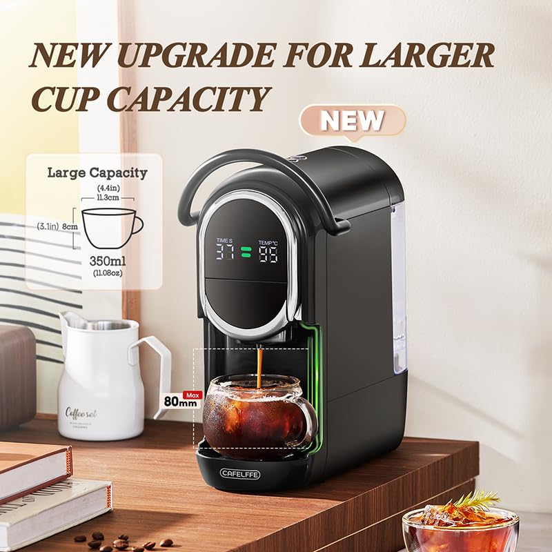 Cafelffe MK-609S 19 Bar Espresso Machine 4 In 1 Coffee Maker For Nes original/DG Capsules/Coffee Powder/44mm ESE Pod, Cold/Hot Brew,Adjustable 7 Brew Size,Black