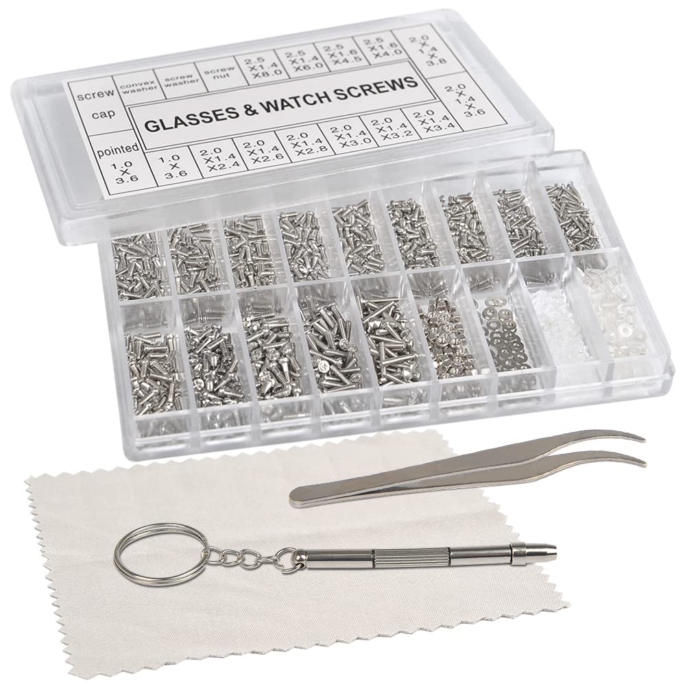 FOROREH Mini Glasses Repair Kit - Stainless Steel Micro Screws, Tweezers, Screwdriver - Glasses, Sunglasses, Watches, Mobile Phone