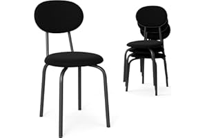 Murago Stackable Dining Chairs Set of 4, Stackable Waiting Room Chairs, Stacking Kitchen Chairs with Upholstered Back and Seat with Dense Foam Cushions, Steel Frame with 400 Lb. Capacity, Black