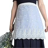 Love Potato Pretty Lace Waist Apron Vintage Fashion Half Aprons for Kitchen Cooking Restaurant Bistro, White