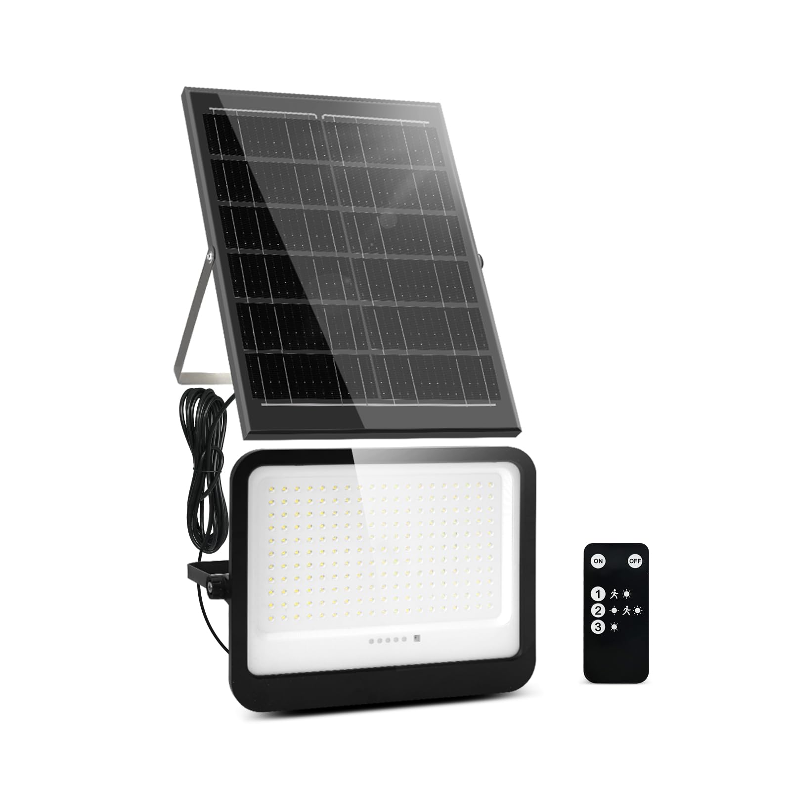 Photo 1 of LED Solar Lights Outdoor 7000K, 3500LM Solar Powered Flood Lights with 3 Modes, Dusk to Dawn Outdoor Lighting with Remote, IP65 Waterproof, 16.4 Ft Cable for Yard Garage Porch