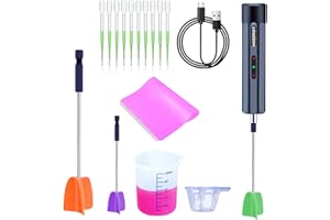 WAQONUY Rechargeable Epoxy Resin Mixer,USB Handheld Electric Resin Mixer for Mixing Epoxy Without Bubbles, Resin Stirrer for Tumblers Epoxy, Resin Molds, Glazes and Paint (Grey) (White)