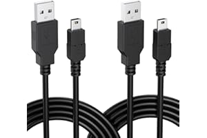 2 Pack Mini USB Cable,USB 2.0 A to B Charging Sync Cord for PS3 Controller, Blue Yeti Mic, Garmin GPS, GoPro Hero, Dash Cam, 