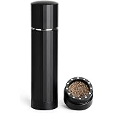 HOTQILIN All-Metal Pepper Grinder, Manual Pepper Mill, Stainless Steel Burr | Commercial-Grade, No Plastic, Refillable, 60+ Precision Settings, High-Output Grinding, Magnetic No-Mess Powder Chamber