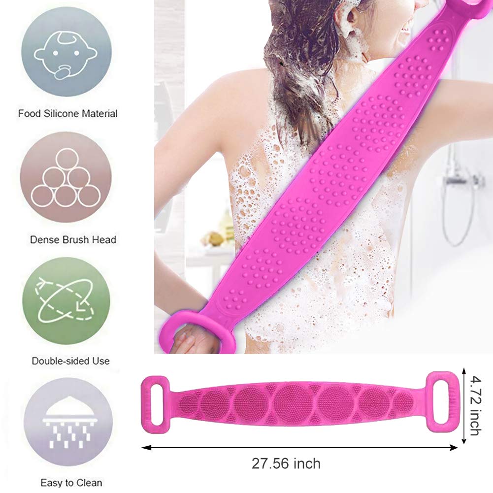 Silicone Bath Body Brush, Exfoliating Silicone Body Back Scrubber, Deep Clean Back Acne & Bacne, Extra Long and Super Soft, Suitable for Women ＆ Men : Beauty