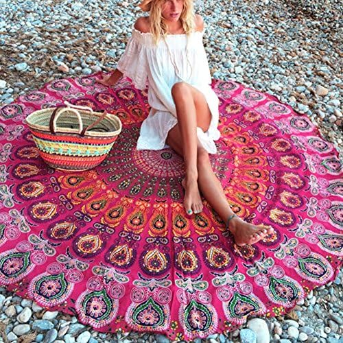 Round Beach Towel, 150cm(59 inches) Beach Pool Throw Tapestry Home Shower Towel Blanket Table Cloth Yoga Mat
