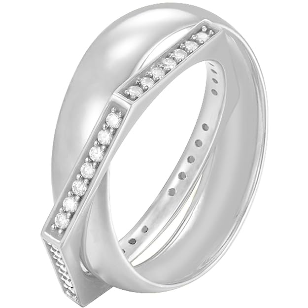 Joop! Damen-Ring JP-Edged 925 Silber Zirkonia weiß Gr. 59 (18.8) - JPRG90778A530