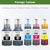 E102 Ink Bottles 5 Pack Black Cyan Magenta Yellow for Epson ET view 5