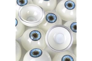 NOXOMALL Realistic Acrylic Fake Eyes 33mm - 1 Pair Half Round Eyeballs for Halloween Decoration Props, Dolls, Crafts, Party and Cosplay (Blue)