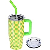 Zukro 24 oz Tumbler with Handle and Straw - Double Wall Vacuum Insulated Leak Proof Coffee Travel Mug with 2 Lids, Keep Drinks Cold 20 Hrs - Stainless Steel Cup for Home/Office/Car, Dishwasher Safe