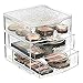 InterDesign Rain Cosmetic Organizer for Vanity Cabinet to Hold Makeup, Beauty Products - 3 Drawers, Clear