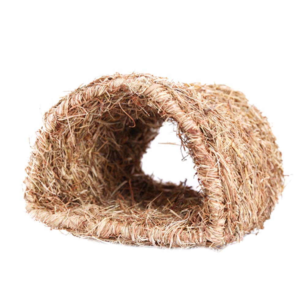 POPETPOP Bunny Grass House Woven Grass Hut Bed Hideaway Hut Toy for Rabbit Hamster Chinchillas Guinea Pig (22cm*20cm* 16cm)