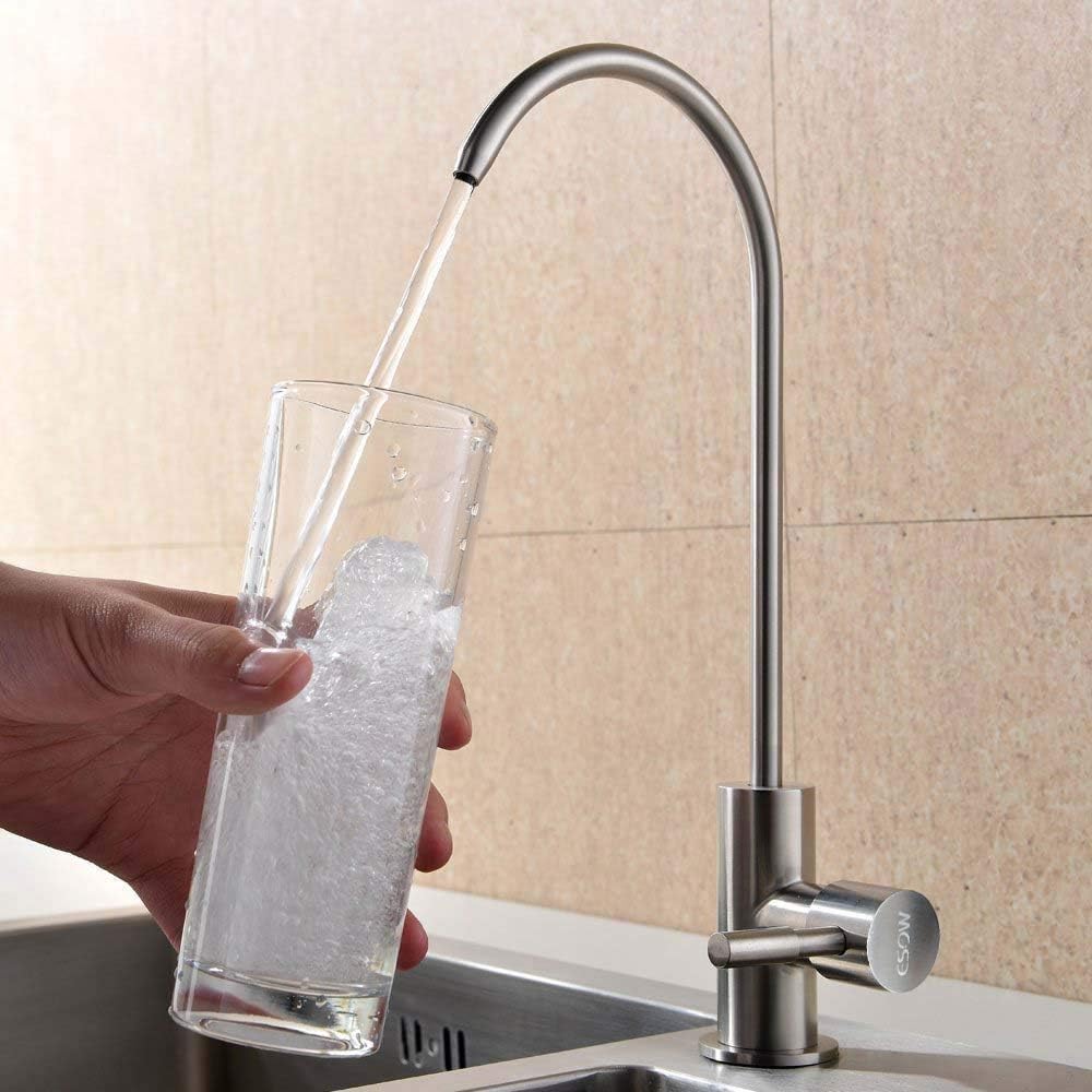 ESOW Kitchen Water Filter Faucet, 100% Lead-Free Drinking Water Faucet Fits most Reverse Osmosis Units or Water Filtration System in Non-Air Gap, Stainless Steel 304 Body Brushed Nickel Finish - - 