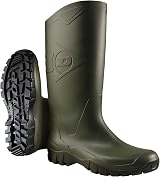 Dunlop Dane Unisex Knee High Wellington Boots Green Black PVC Work Wellies view 1