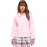 Casual Nights Women's Soft Bed Jacket, Button Front Long Sleeve Sleep Top with Pockets