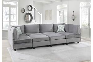 Lilola Home Simona Gray Velvet 8Pc Modular Sectional Sofa