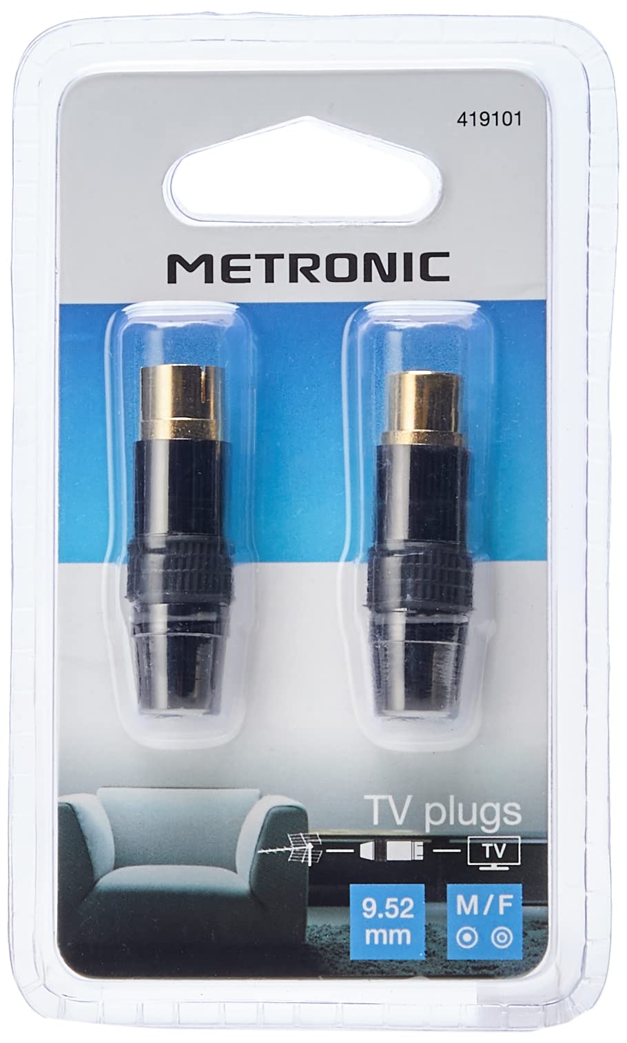 Metronic 419101 Male/Female F-Connectors Set of 2 9.52 Diameter Black