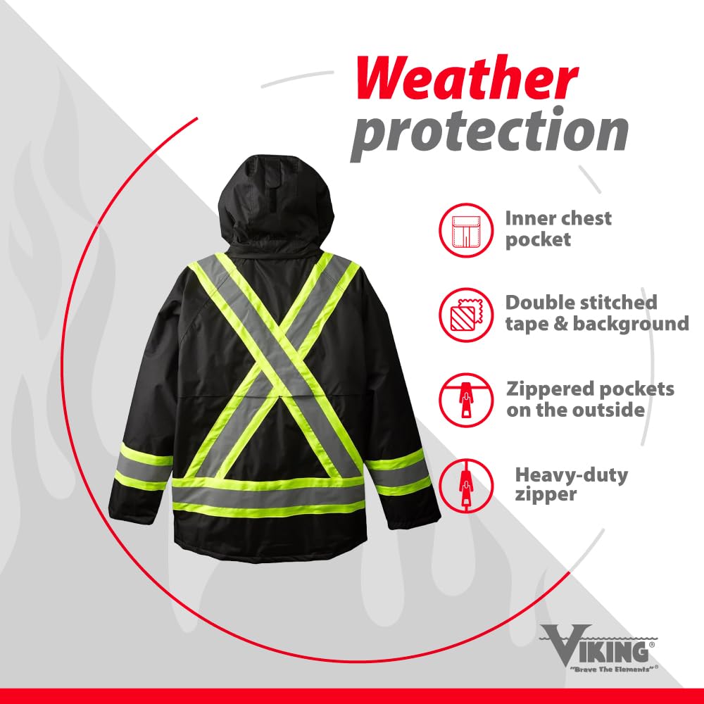 Viking Professional Insulated Journeyman 300D Trilobal Rip-Stop FR Jacket - Waterproof Flame Retardant Hi Vis Jackets for Men