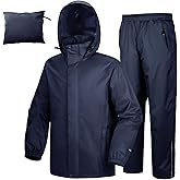 33,000ft Men's Rain Suit Packable Waterproof Lightweight Rain Gear for Golf Hiking Cycling 2 Pieces(Rain Jackets and Pants)