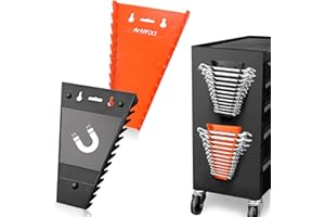 ARTIPOLY Magnetic Wrench Organizer, 2-Pack Magnetic Wrench Holder, SAE(1/4" - 1-1/16") and Metric(6mm-24mm) wrench organizer for tool box drawer