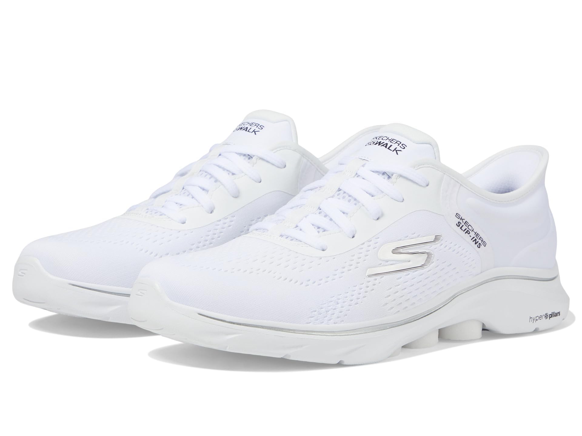Skechers Women's Go Walk 7 Valin Hands Free Slip-Ins Sneaker, White/Black, 13 Image