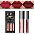 evpct DNM 3Pcs Dark Deep Ruby Light Rose red Brown red Matte Liquid Lipstick Sets for Women 24-hour Matte+Lipstick Matte Lipstick Lip Stain Gloss Long Lasting 24 Smudge Waterproof