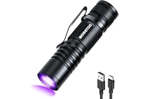 MOWETOO Black light UV Flashlight Rechargeable, 395nm Mini Zoomable Blacklight Woods Lamp, Portable But Powerful USB Ultraviolet Flashlights for Pet Urine Detection, Home, Scorpions, Resin Curing, Leak