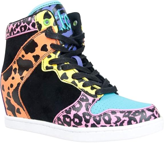 neon wedge sneakers
