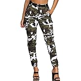 Women's Hiking Cargo Jogger Camo Pants with Pockets High Waisted Slim Casual Outdoor Tapered Combat Works Pants
