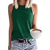 Langwyqu Women's Tank Tops Summer Basic Crewneck Sleeveless Casual Loose Fit Shirts Tees