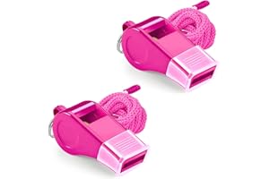 uadbau Pink Whistle, Plastic Whistle Emergency with Lanyard and Mouthpiece – Loud Crisp Sound for Coaches, Lifeguard, Teachers, Training, and Outdoor Safety (2 Pack)