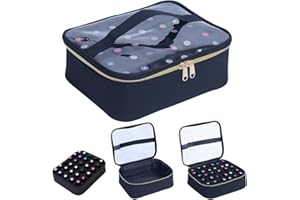 UOZL Small Clear Nail Polish Case Holds 30 bottles(15ml-0.5fl.oz) Nail Polish Organizer Multifunctional Nail Polish Bag organizer, Cosmetic Travel Makeup Cases for Women, Black