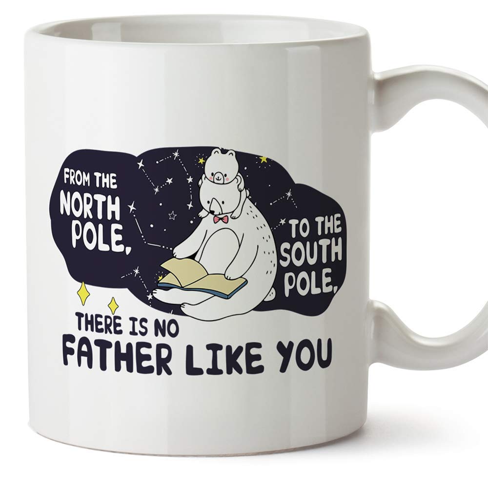 MUGFFINS Dad Mug -"North to South Pole" - Father's Day Gift/Present for Daddy - Tea/Coffee Ceramic Cup 11oz