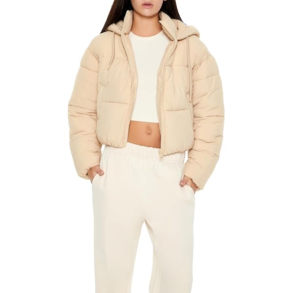 thumbnail image 2 of Dppiee Winter Puffer Jacket Women Cropped Baggy Down Coats Long Sleeves Zip Puffy Jackets 2 of 13
