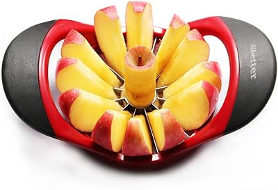 Beylos Easy Grip Apple Corer Slicer 12 Blades Ergonomic Rubber Handle Red Black
