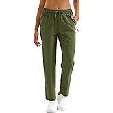 MAGCOMSEN Women's Hiking Pants Lightweight Quick Dry UPF 50 Water Resistant Elastic Waist Golf Travel Pants Zip Pockets