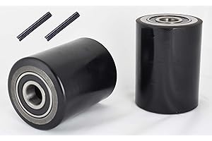 Pallet Jack/Truck Load Wheels Set (2 pcs) 3" x 3.75" with Bearings ID 20mm Poly Tread Black